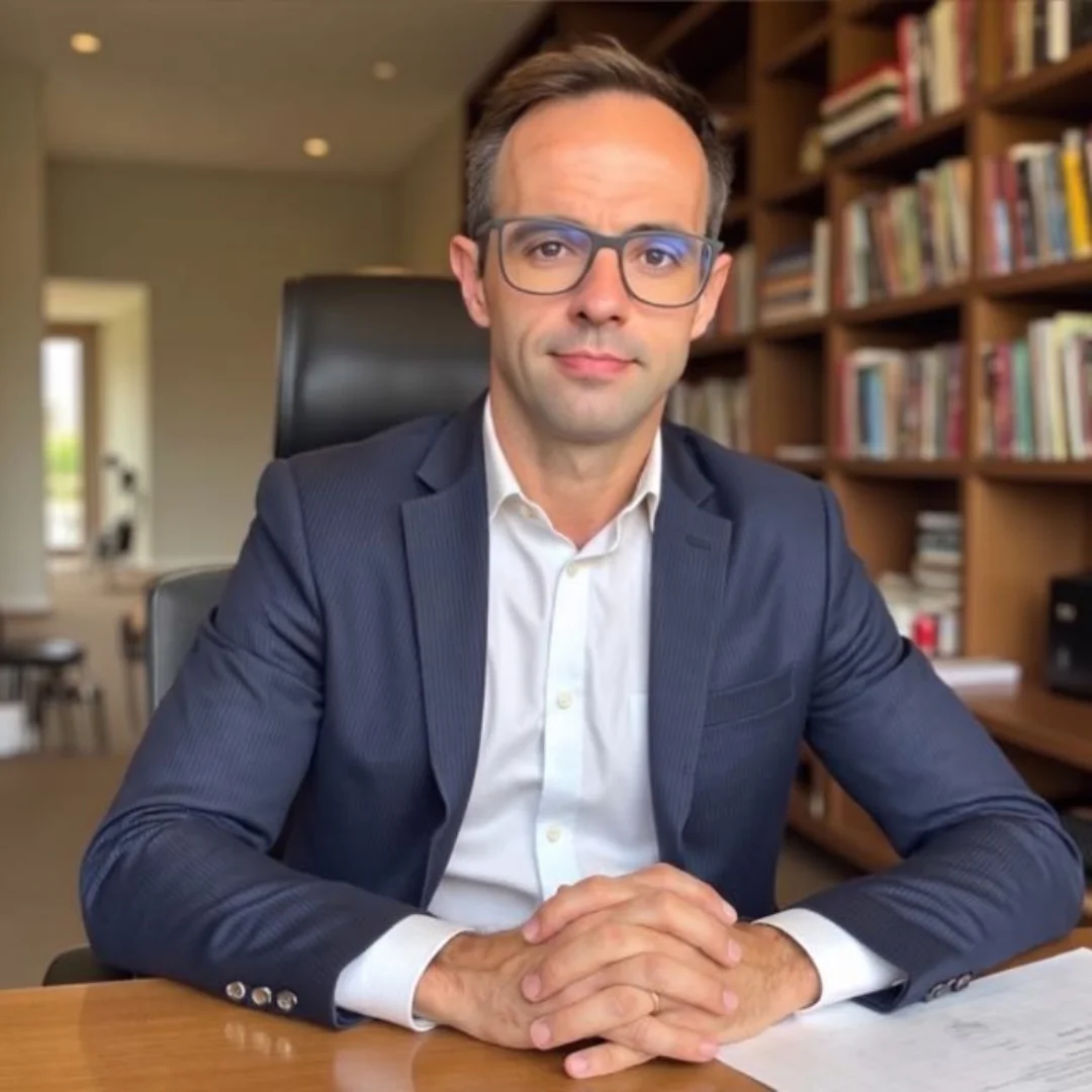 Professor Caio Paiva em seu escritório